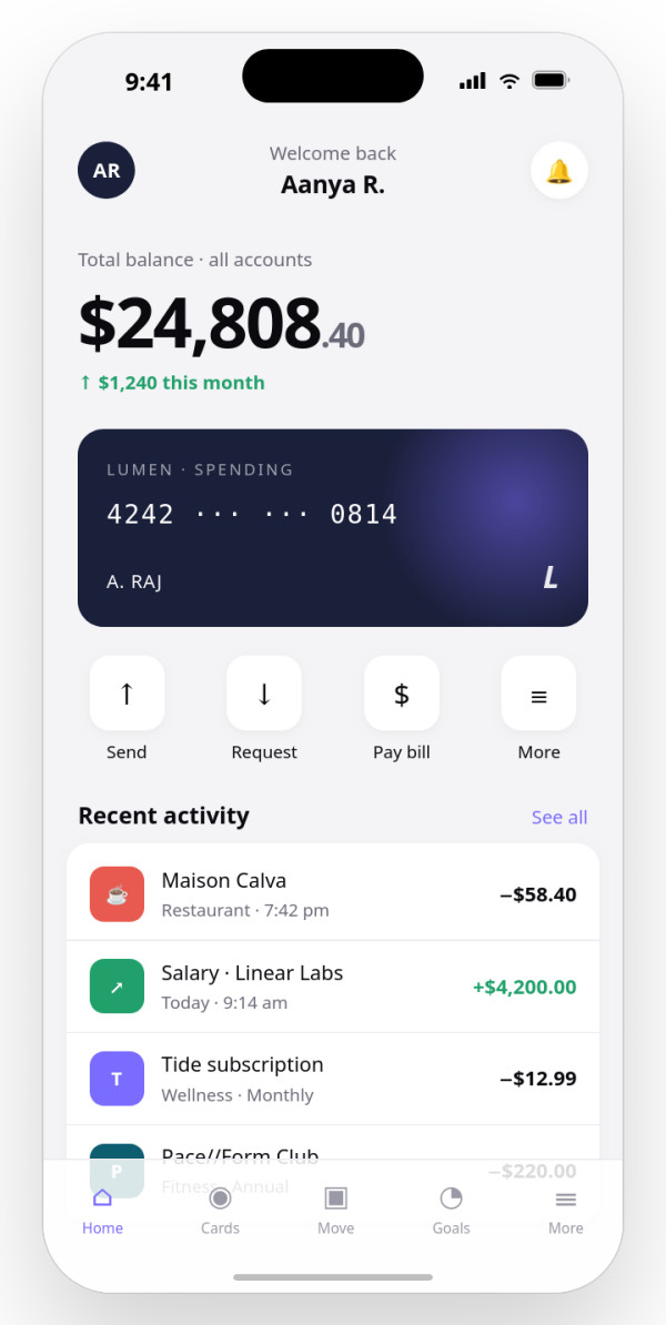 Banking — interface reference preview