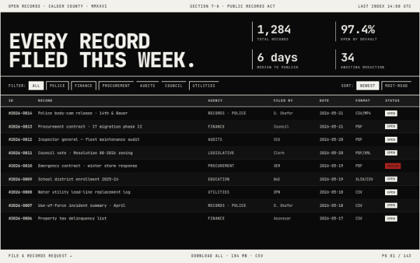 Brutalist records — interface reference preview