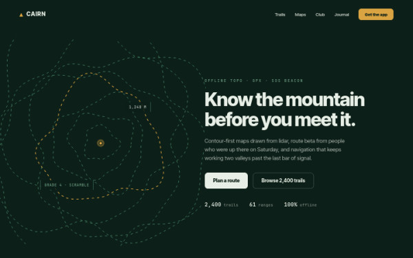 Cairn · Contour Lines — interface reference preview