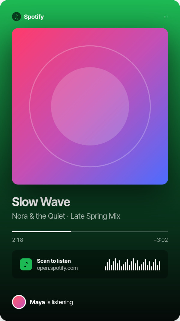Music share card — interface reference preview