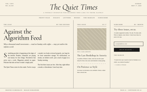 Newspaper Broadsheet — interface reference preview