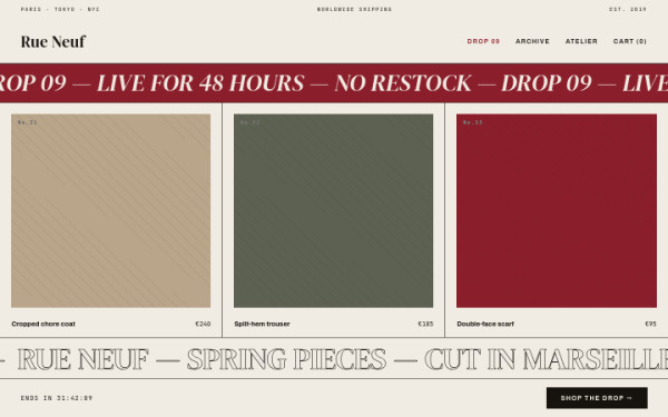 Rue Neuf · Marquee — interface reference preview